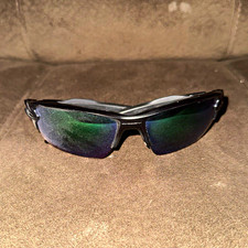Black Oakley Flak 2.0 Sunglasses Green Mirrored Lens Plastic Frame