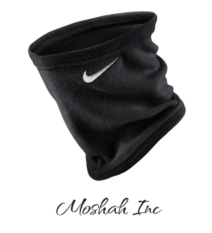 NIKE Fleece Neck Warmer Black White Run Running Face Mask Scarf Gaiter