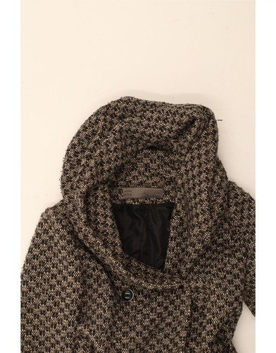 ZARA Womens Hooded Double Breasted Coat UK 16 Large Grey Geometric AF27 - Picture 3 of 3