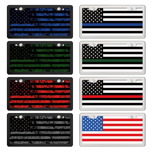 US Flag License Plate and Frame Set - Original Color Flag - set of Front License - Picture 3 of 8