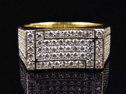 2.13ct Round Simulated Diamond Cluster Statement Men's Pinky