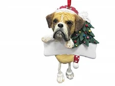 Boxer  Unique "Dangling Leg" Personalized Christmas Ornament