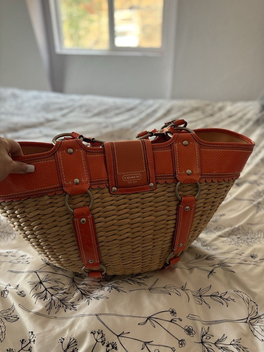 RARE COACH JASMINE LIMITED EDITION XXL BAG/STRAW TOTE GEN.PYTHON
