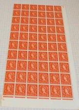 PRE-DECIMAL UK STAMPS  1/2 D SHEET. QEII. PHANTHOM FRAME