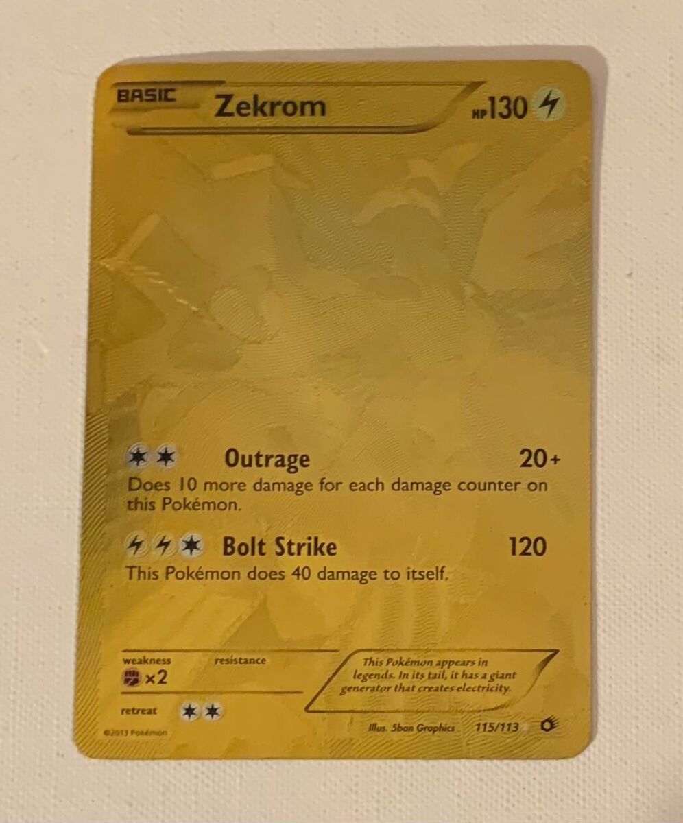 Zekrom Gold Secret Rare Full Art Pokemon Card 115/113 Zekrom Gold Secret Rare Full Art Pokemon Card 115/113