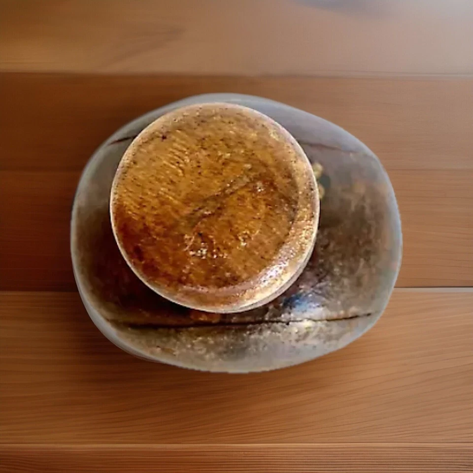 Antique Iron Water/Oil Bottle with Wooden Stopper, India 7+" Tall - Image 4 of 4