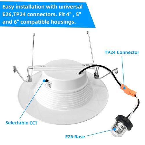 LED Recessed Lighting 6 Inch, 24 Pack 15W, Dimmable Trim Can Lights, Baffle Trim - Picture 4 of 19