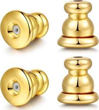 Locking Earring Backs for Studs, Hypoallergenic 18k Gold Bullet gold 2 Pairs