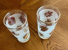 TWO Vintage MCM Libby  frosted tea/water glasses with gold leaves 1950's — photo 5