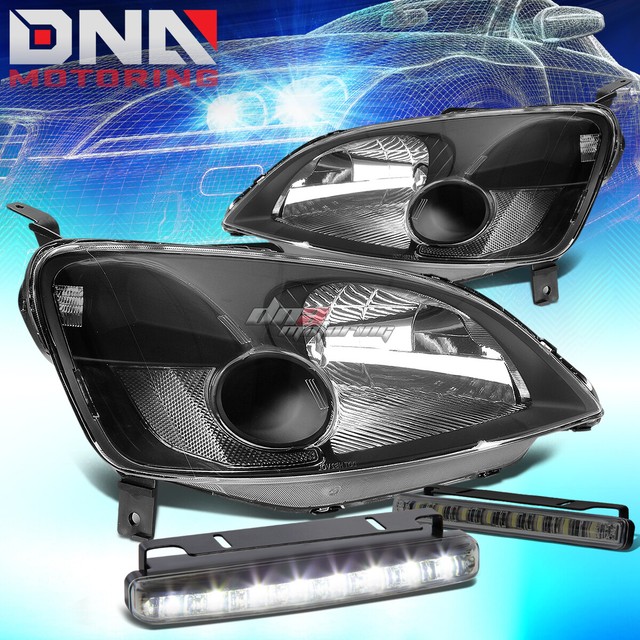 BLACK HOUSING HEADLIGHT+CLEAR CORNER+8 LED SMOKE FOG LIGHT FIT 0103