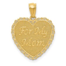 Real 14kt Yellow Gold Gold Reversible FOR MY MOM/ Thanks For Everything Pendant