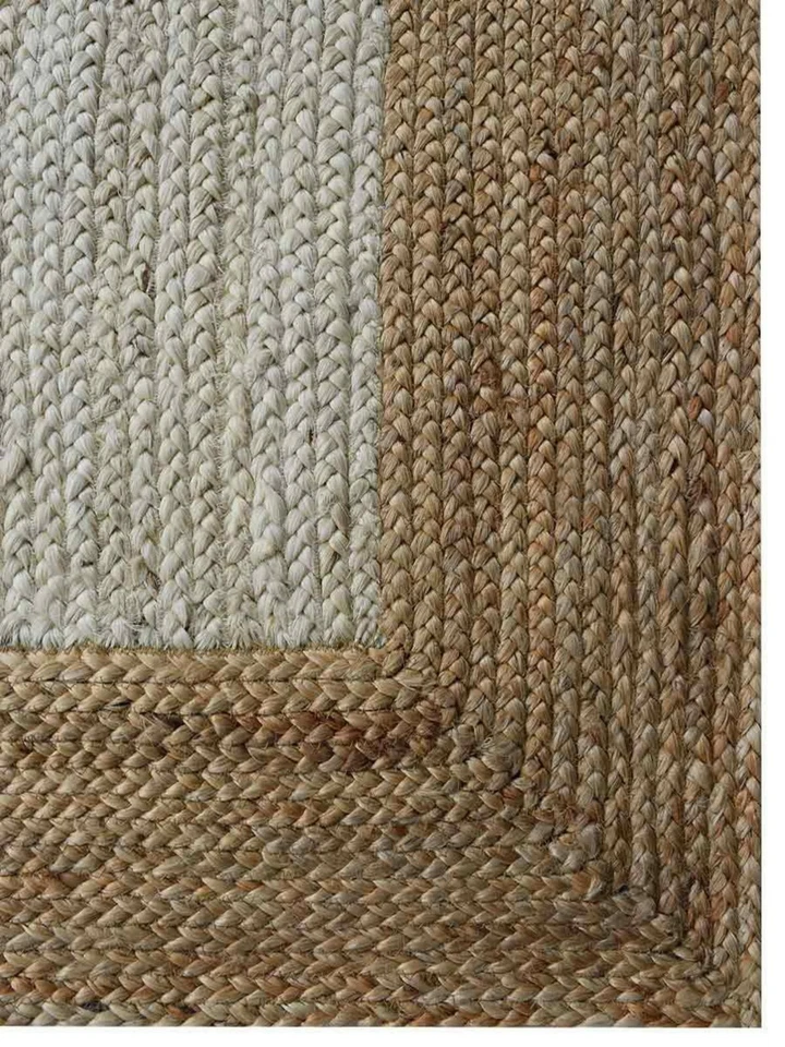 Hand Woven Jute Eco-friendly Area Rug Oriental White Natural BBH Homes BBJ00016 - Image 4 of 4