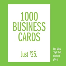 1000 Full Color Business Cards w/ Your Artwork Ready to Print - 2 Sided Matte