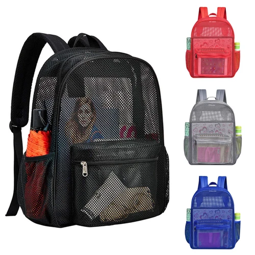 Mochila escolar de malla transparente resistente transparente para estudiantes hombres mujeres - Imagen 1 de 26