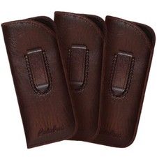 Slim Eye Glasses Case w/Clip Soft PU Leather Brown 3Pack Men Women Eyeglass P...