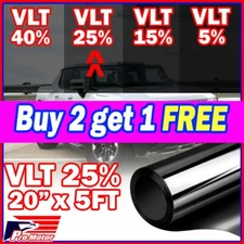 VLT 25% 20" x 60" IN 5FT Office Car Home Glass Uncut Window Tint Roll Film