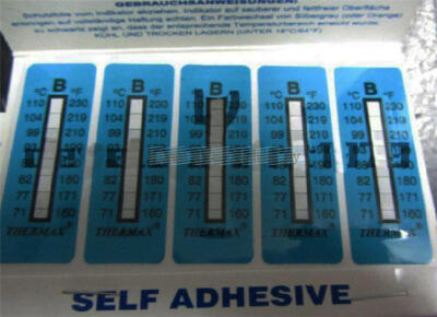 1PC TMC 10 strips THERMAX Temperature Label 8 Level Range B