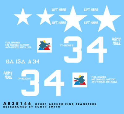 Archer AR35146 1/35 DryTransfers for US 6th Armored Division Sherman M4A3E8 Tank