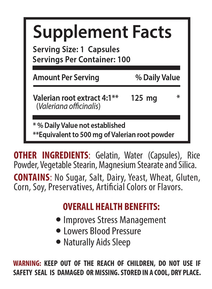 VALERIAN ROOT Extract Organic, Relaxation, Tranquil Rest, Sleep Support (3 Bot) - Image 2 of 4