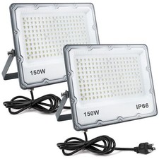 150W LED Flood Lights Plug in, Outdoor Security Lights Fixtures 6500K 15000LM...