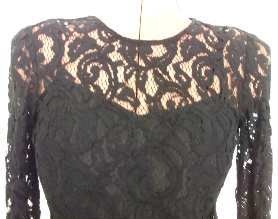 Pullover negro MICHAEL KORS Cami y SUPERPOSICIÓN DE ENCAJE manga larga TRANSPARENTE TOP/Talla XS Foto 2 de 4