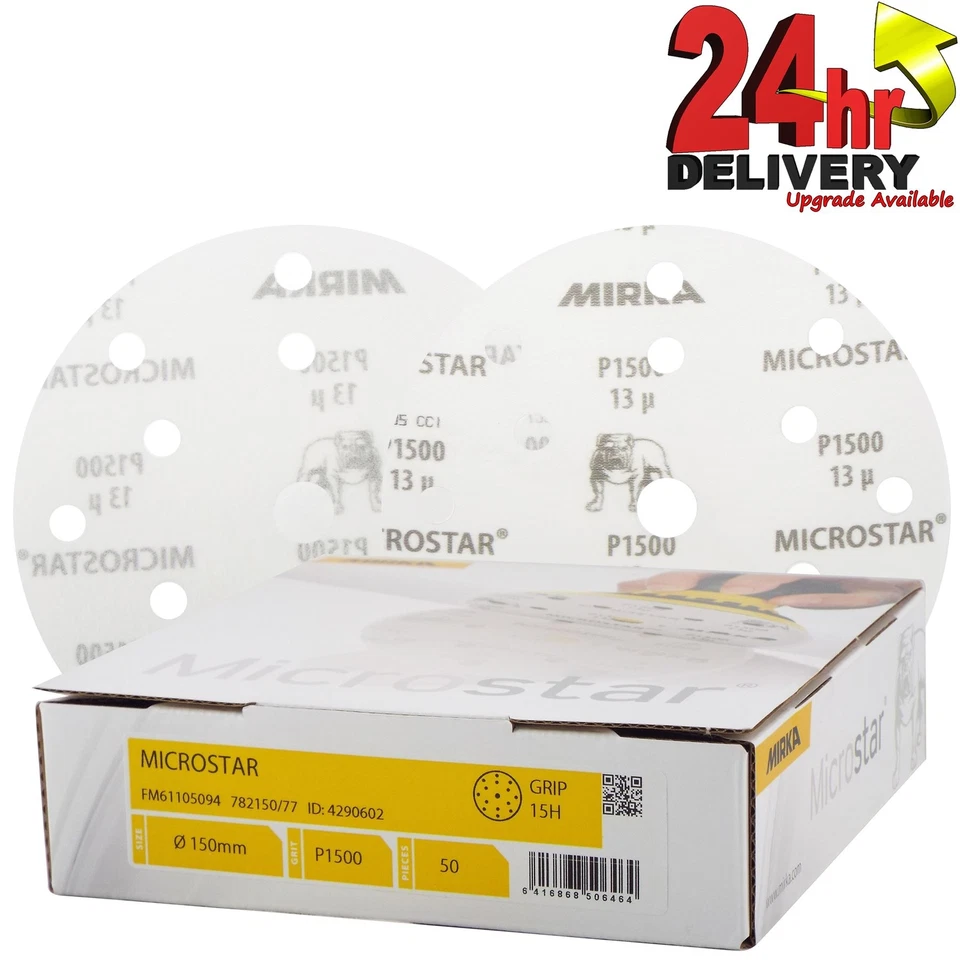 Mirka Microstar General Purpose Abrasive P1500 150mm Film Discs - x 50