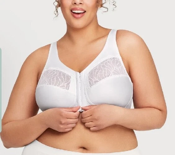 Sutiã Glamorise Tamanho 54DD Formato Natural Fecho Frontal Suporte Estilo Branco 1210   - Imagem 2 de 4