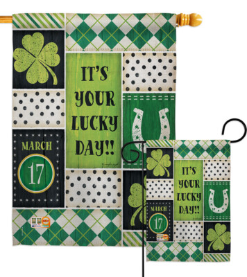 St Patricks Lucky Day - Garden Houe Yard Flag Banner