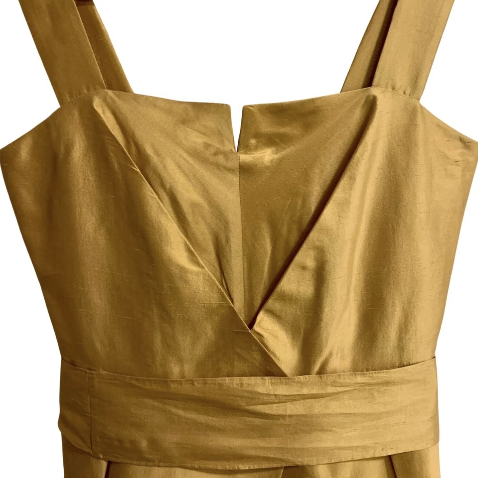 设计师 MAX MARA 100% 真丝金色连衣裙,意大利制造 - 尺寸 6(中等) — 第 2/4 张图片