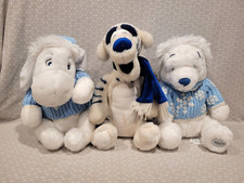 Disney Store Winnie the Pooh Eeyore Tigger Christmas Snowflake Winter Plush Lot