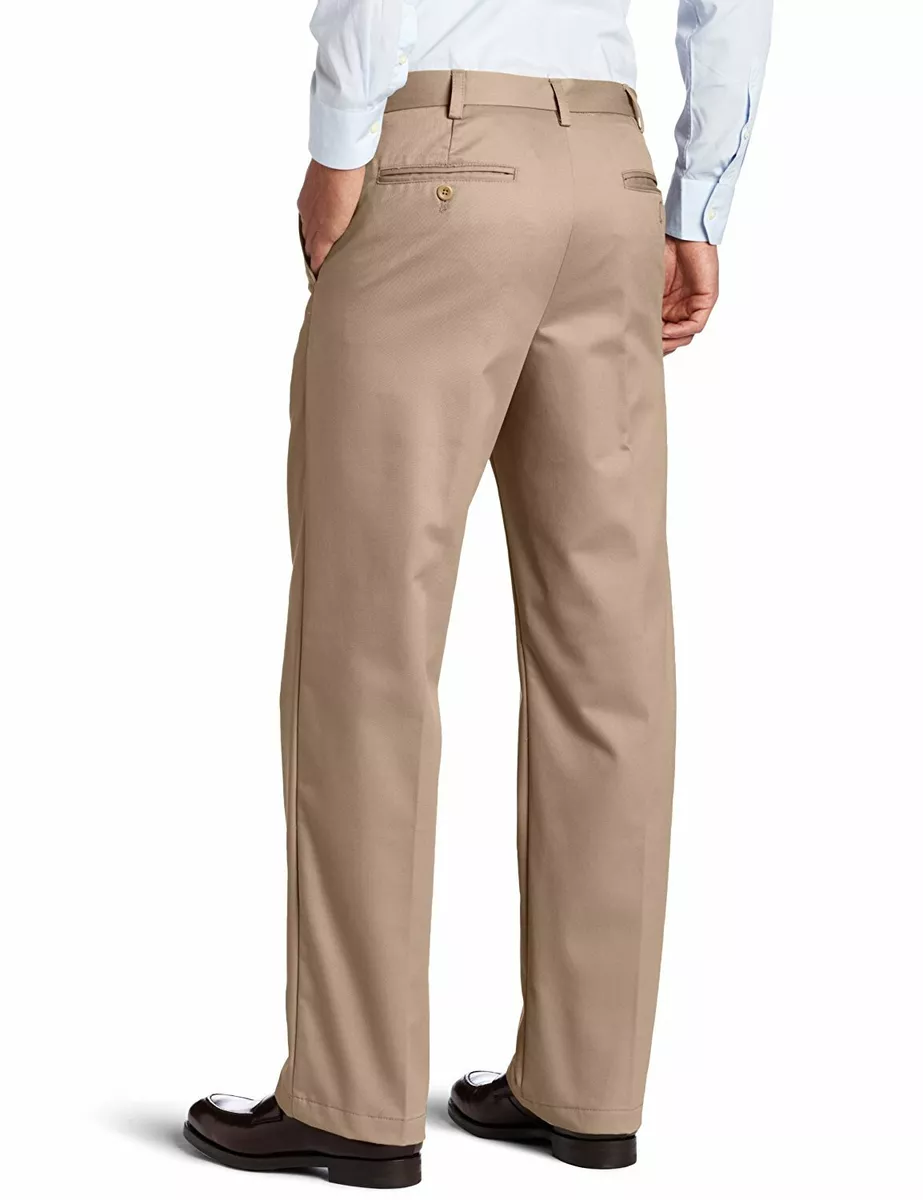 IZOD Pantalon Am ricain Chino Plat Avant Ajustement Droit Khaki Anglais 32 W x