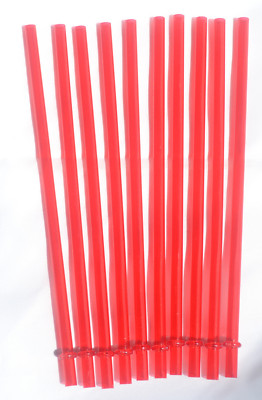 10 Red Solid 9'' Reusable Straws Replacement Straws + Brush BPA Free Dishwasher