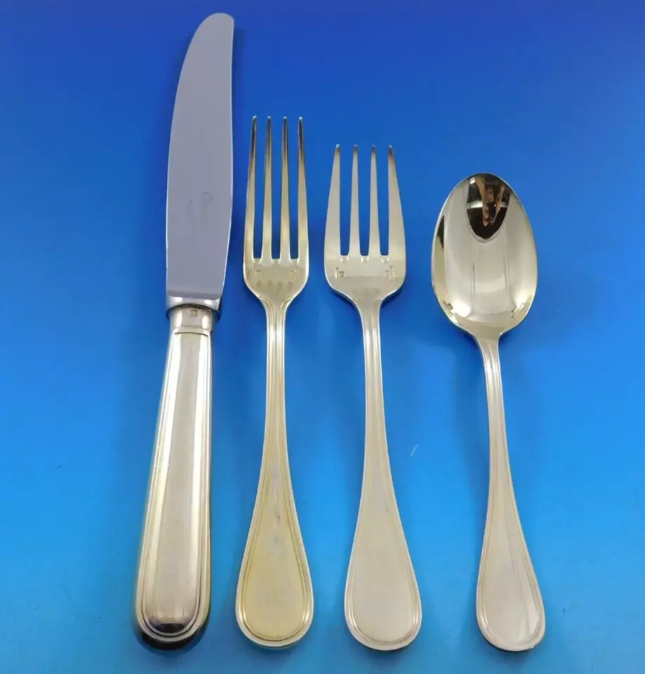 Juego de servicio de cubiertos chapados en plata Albi by Christofle Vermeil Francia 54 piezas Foto 3 de 4