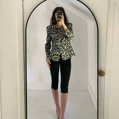Escada Leopard Print Zip Front Blazer Jacket in Fantasy Size 38