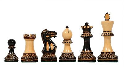3.75" King Combo of Repro 1972 Chess Set in Ebonized Boxwood & Natural Boxwood
