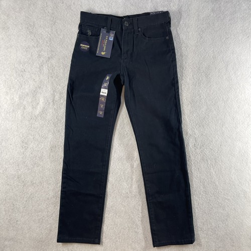 US Polo Assn Jeans Slim Twill Black Boys Sz 12 Embroidered Pocket Reinforced NWT - Picture 1 of 8