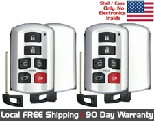 2x New Quality Replacement Prox Key Fob SHELL / CASE For 2011-2020 Toyota Sienna