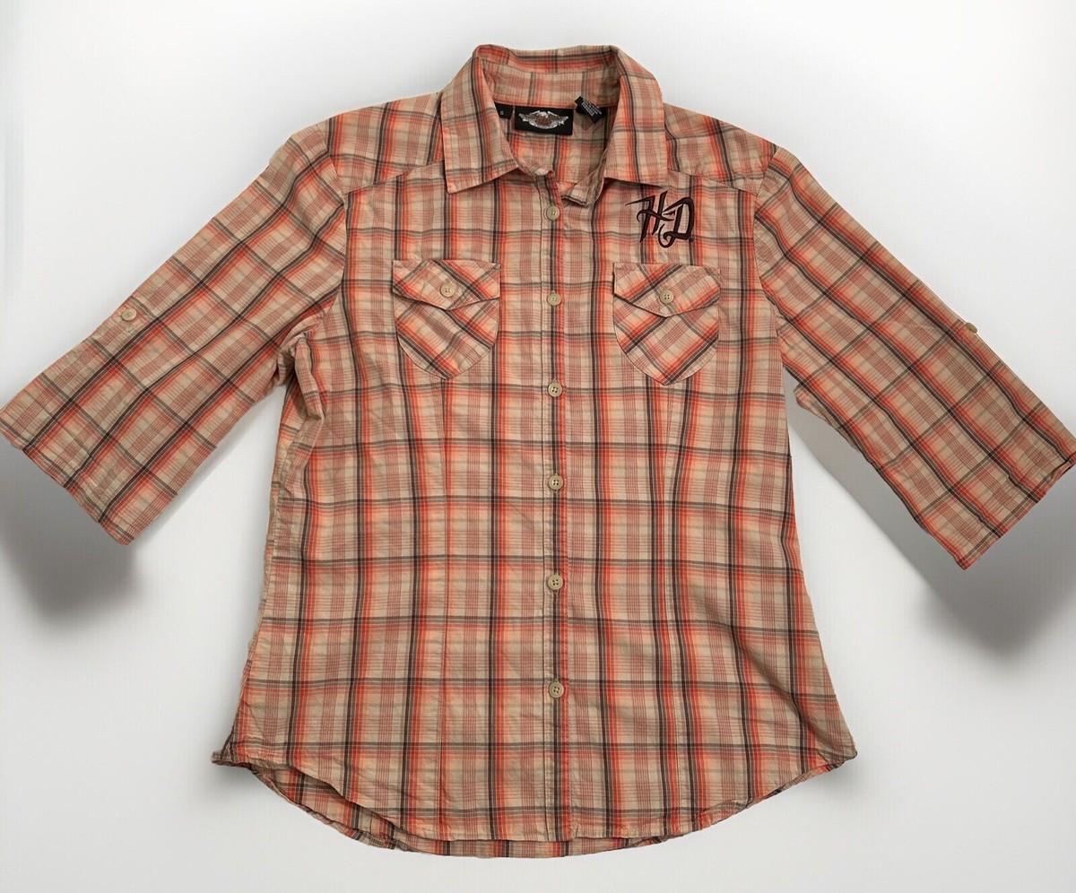 harley davidson womens dress shirts Harley-Davidson Women's Embellished H-D Long Sleeve Cut-Out Shirt