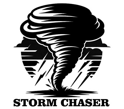 Storm Chaser Storm Weather Design Tornado Hurricane Two 5'' Black Vinyl Decals