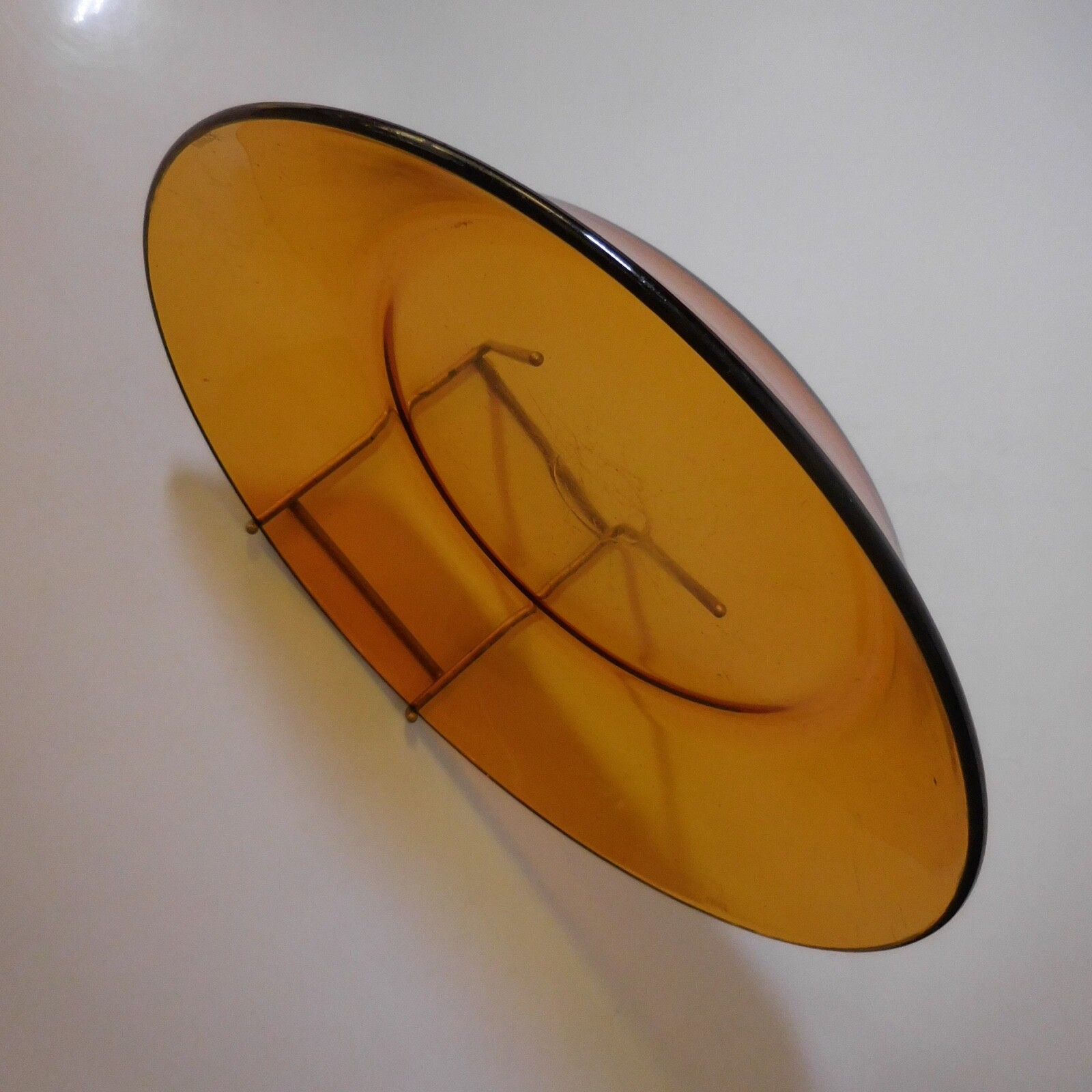 Round empty pocket art deco glass orange vintage design Duralex France N8434