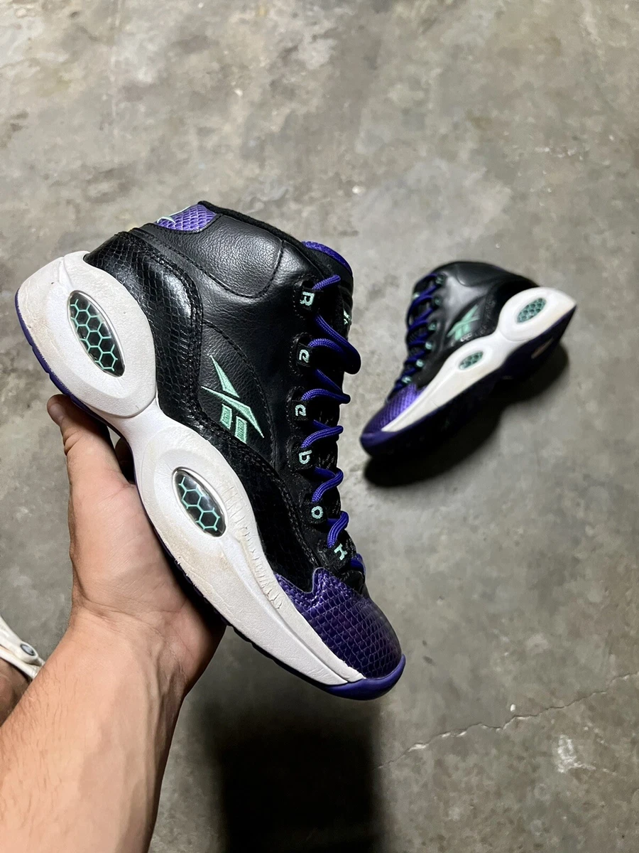 Reebok Iverson Question Mid Size 6y Purple Snakeskin Basketball Shoe