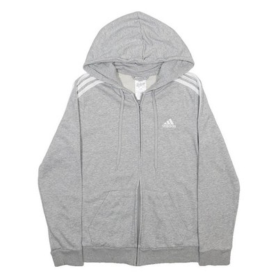 ADIDAS Damen Graue 3-Streifen Zip Hoodie S Leicht Sweatshirt