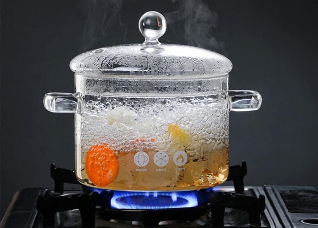 Pentola per Zuppa 1,5 L/50 Oz Con Doppio Manico E Coperchio, in Vetro Trasparent