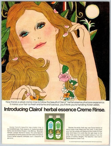 1972 CLAIROL HERBAL ESSENCE CREAM RINSE Vintage 8"X11" Magazine Ad 1970's M757