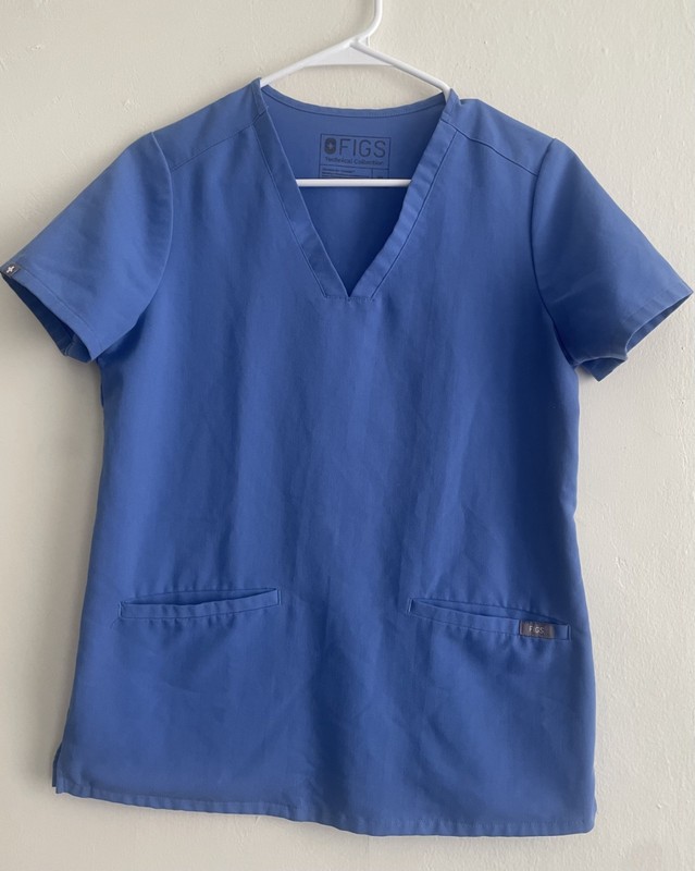 FIGS Woman's Casma Scrubs Top Blue SCRUB Size XS Nurse V neck 3 Pockets