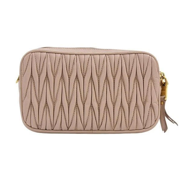 Borsa a tracolla Miu Miu Matelasse borsa a tracolla pelle rosa beige USATA originale #S2289