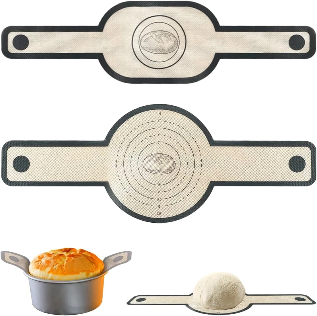 Pack of 2 Silicone Baking Mat Bread, Baking Mat Bread for Dutch Oven, Non-Stick,