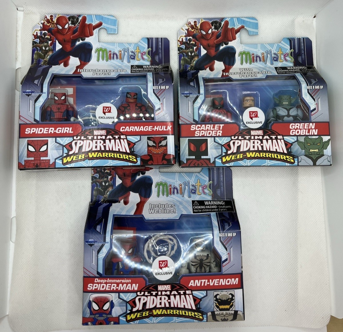 Mini Mates Spider Man Scarlet Spider Green Goblin Anti Venom Carnage Hulk Girl