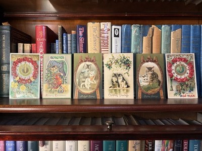 Lot of 6 - Early 1900s Antique Christmas & New Years Postcards - Cats