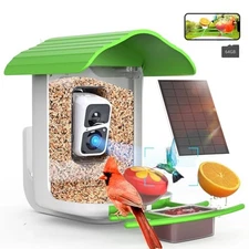  PAV- Smart Bird Feeder with Camera Solar Powered, 64GB Card & 2K HD Green
